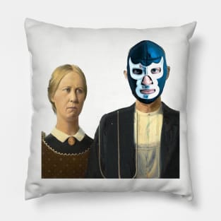 American gothic lucha libra Pillow