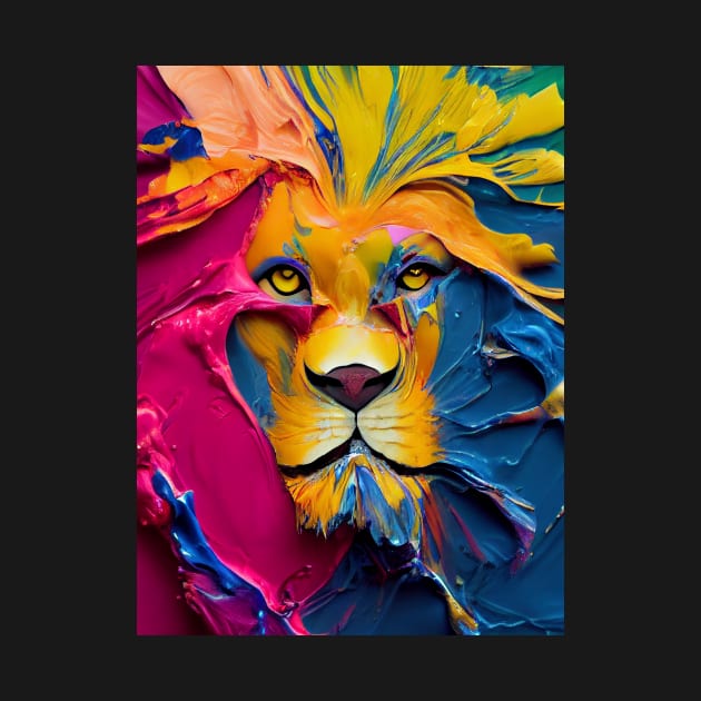 Lion in colored pieces of paint. by RulizGi