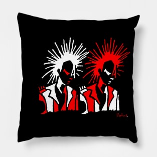 Punk Mates in White and Red by Blackout Design Pillow