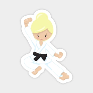 Karate Girl, Cute Girl, Black Belt, Blonde Hair Magnet