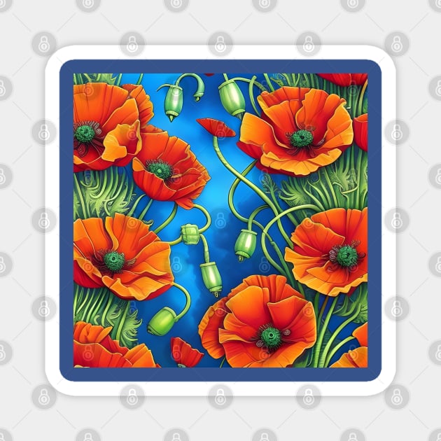 Beautiful Orange Poppies Magnet by LyndiiLoubie