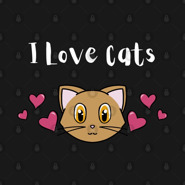 I Love Cats  Quote With Cute Cat And Pink Hearts by Cheesy Pet Designs