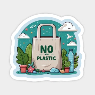 No More Plastic Bag Magnet