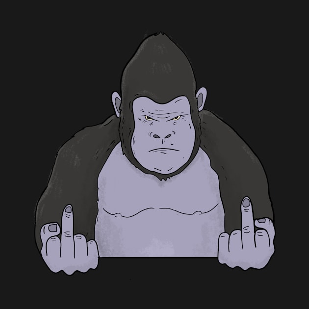 Grumpy Gorilla Holding Middle Finger by Mesyo