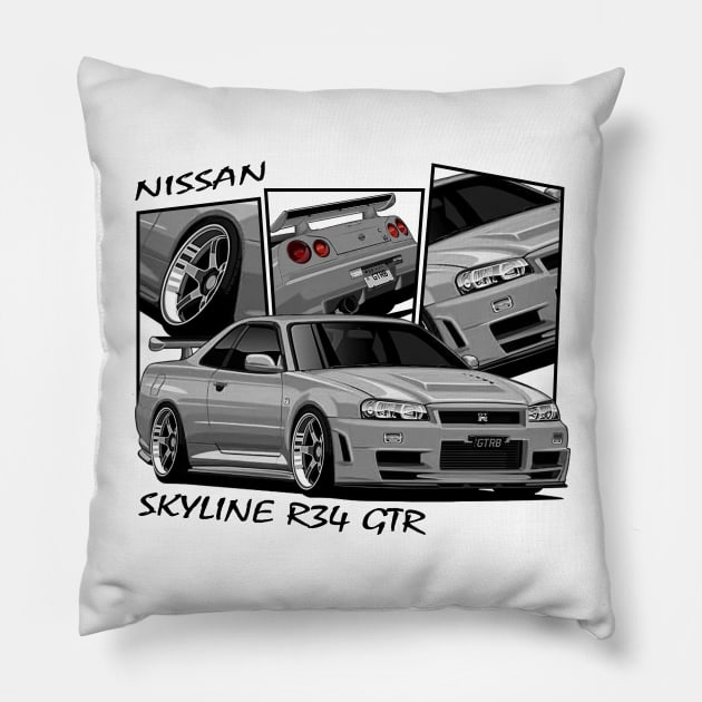 Nissan Skyline GTR R34, JDM Car Pillow by T-JD