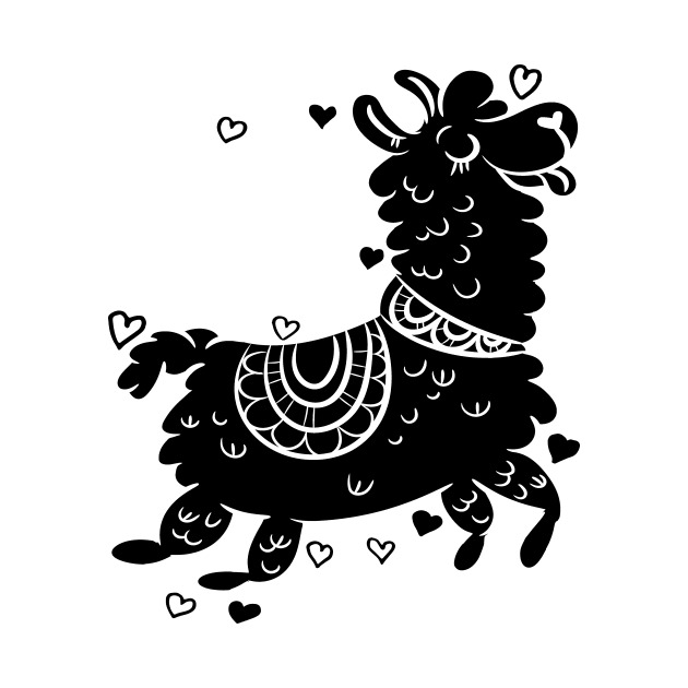 Llama Alpaca design with hearts by HBfunshirts