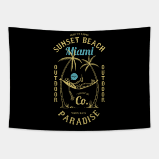 Sunset Beach Miami Outdoor Paradise | Surfing Culture Tapestry