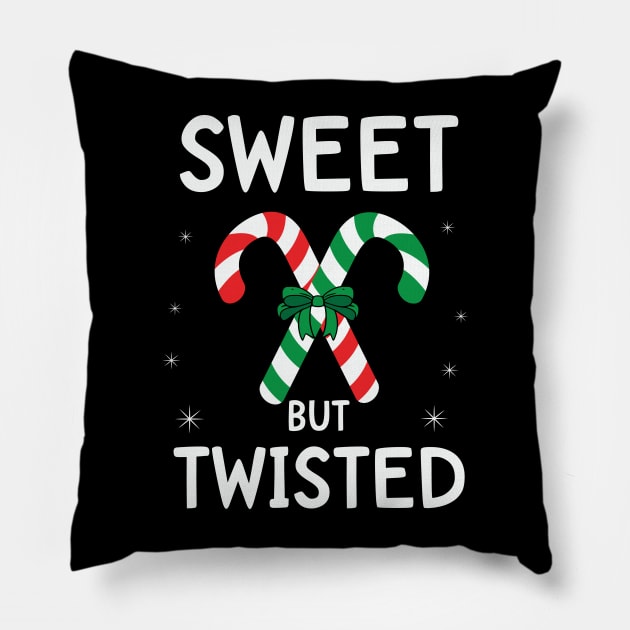 Sweet But Twisted Christmas Candy Stick Pillow by BadDesignCo