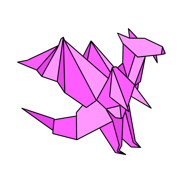 Pink origami dragon by CalliesArt