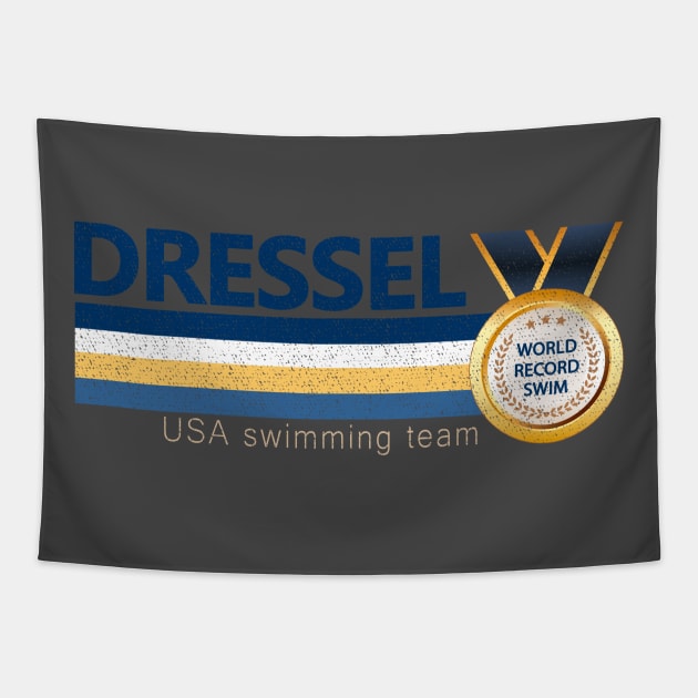 Vintage Dressel USA Swimming Team World Record Swim 2021 Tapestry by justiceberate