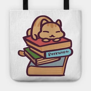 Sleepy Bookworm Cat Tote