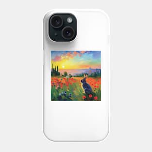 Bunny in a Field of Poppies at Sunset Phone Case