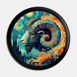 ZODIAC Aries - Astrological ARIRS - ARIRS - ZODIAC sign - Van Gogh style - 16 Pin