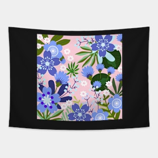 Forget-Me-Not Blooms_Millennial Pink Background Tapestry