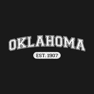 Classic College-Style Oklahoma 1907 Distressed University Design T-Shirt