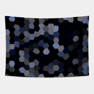 Dark Black, Grey and Blue Mosaic Tapestry