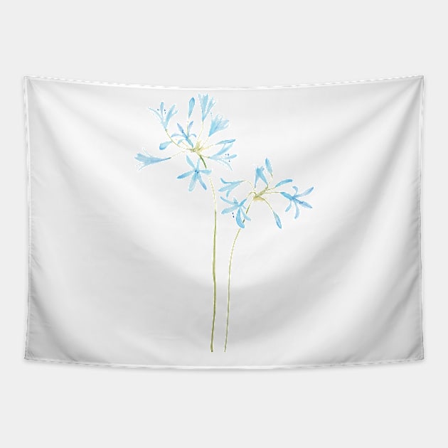 blue African lily watercolor Tapestry by colorandcolor