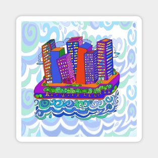 City Skyline on the Wavy Water Magnet