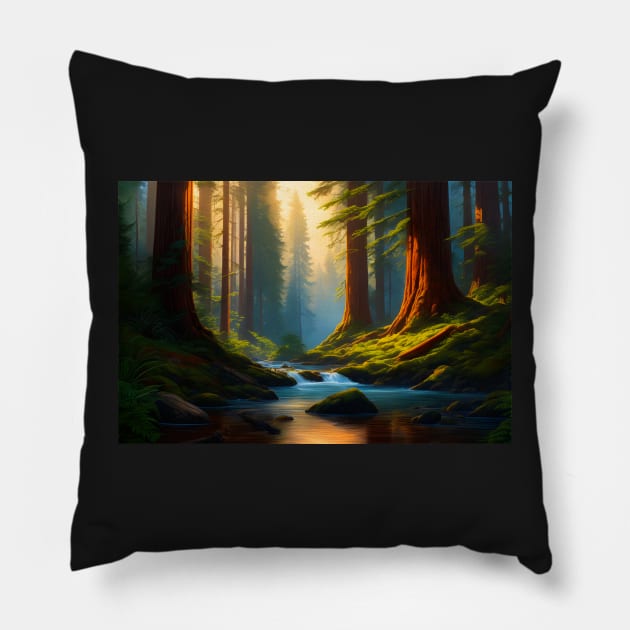 Redwood Stream Pillow by PaigeCompositor