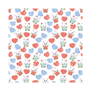 Cute Hamster and Heart Pattern T-Shirt