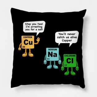 Salt and Copper Periodic Table Police Pun Chemistry Pillow