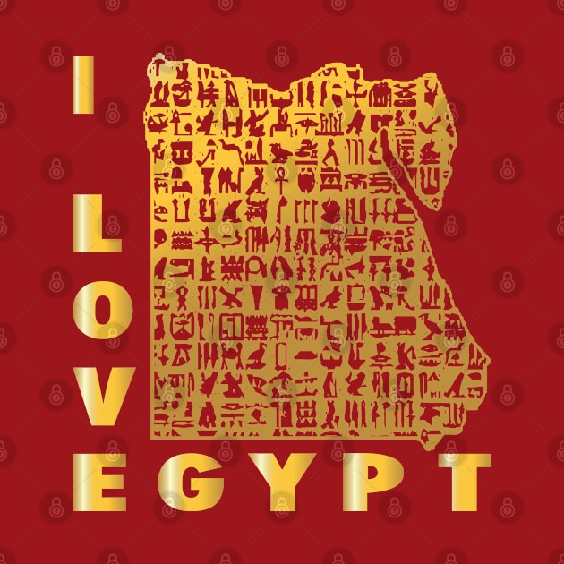 Egypt love-I love Egypt Map of Egypt with the hieroglyphic alphabet by egygraphics