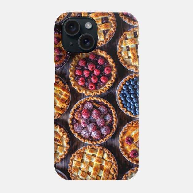 Variety of Fruit Pies on a Wood Background - Still Life Phone Case by jecphotography