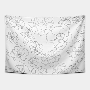 Ramblin' Rose Black on White Tapestry