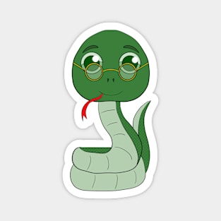 An adorable snake wearing glasses Magnet