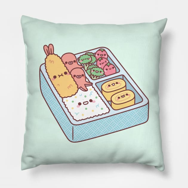 Kawaii Japanese Bento Box Tempura Prawn Pillow by rustydoodle