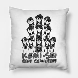 Komi Can't Communicate or Komi san wa komyushou desu anime characters in a grayscale cute doodle Pillow