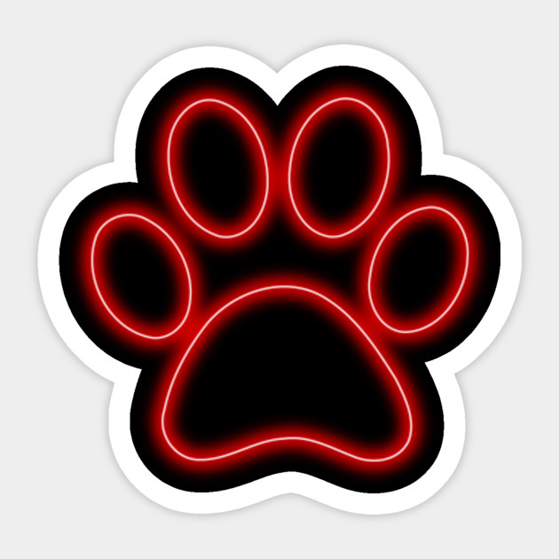 cute paw print red neon sign retro art aesthetic neon sign sticker