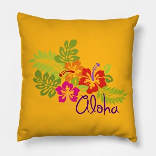 Tropical Aloha Hibiscus Blossoms Bouquet Pillow