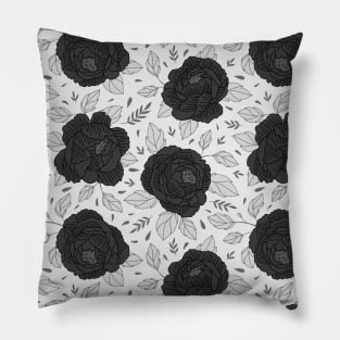 black and white flower pattern fancy cute floral Pillow