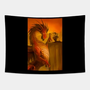 Fantasy Dragon and Knight Art Tapestry