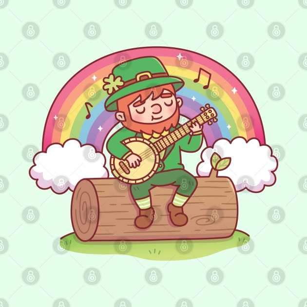 Cute Leprechaun Playing The Banjo by rustydoodle