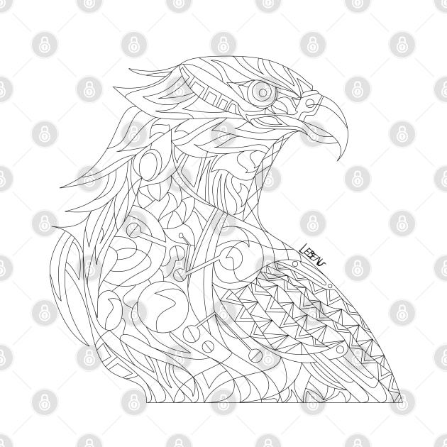 line art mecha peregrine falcon halcon ecopop in mexican techno organic tribal totonac patterns by jorge_lebeau