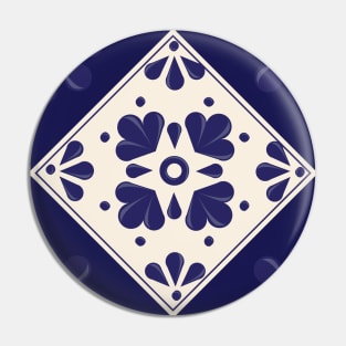 Blue Talavera Tile, Abstract flower by Akbaly Pin