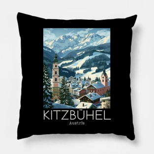 A Vintage Travel Illustration of Kitzbühel - Austria Pillow