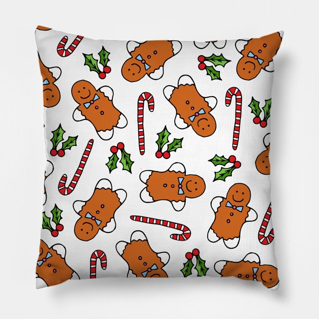 Gingerbread Men and Candy Canes | Holly | Christmas Pattern Pillow by HLeslie Design