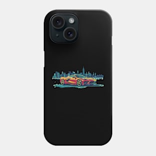 C8 Corvette Supercar Racecar Retro Style New York Skyline muscle car Sportscar Red Corvette C8 Phone Case