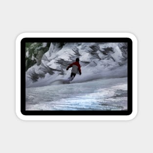 Snowboarder "Carving the Mountain" Winter Sports Magnet