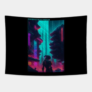 Neon Cyberpunk City Tapestry