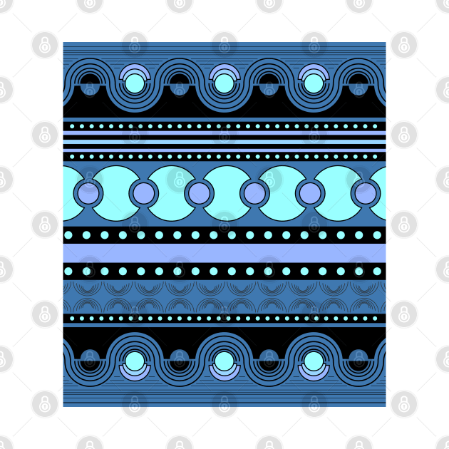 Geometrical ornament in blue tones by BumbleBambooPrints