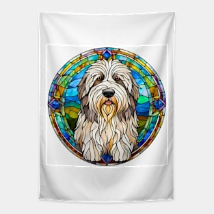 Stained Glass Polish Lowland Sheepdog Tapestry