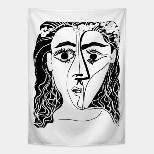 Picasso Woman's head #6 black line Tapestry