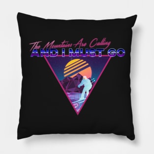 Retro Vaporwave Ski Mountain | The Mountains Are Calling And I Must Go | Shirts, Stickers, and More! Pillow