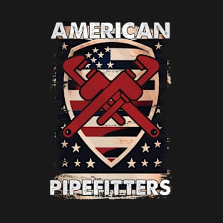 American Flag Pipefitter Patriotic Vintage Plumber T-Shirt
