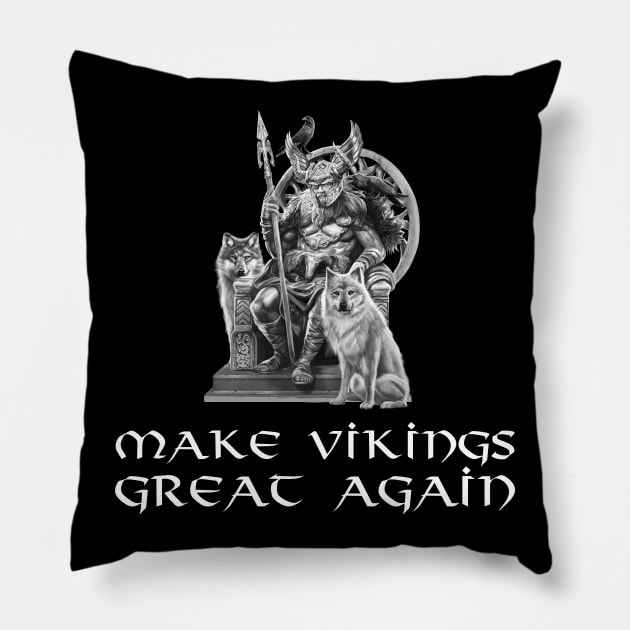 Make Vikings Great Again Norse God Odin Pillow by Styr Designs