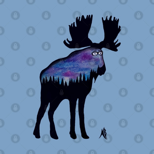 Forest Sky Hipster Moose by BrederWorks